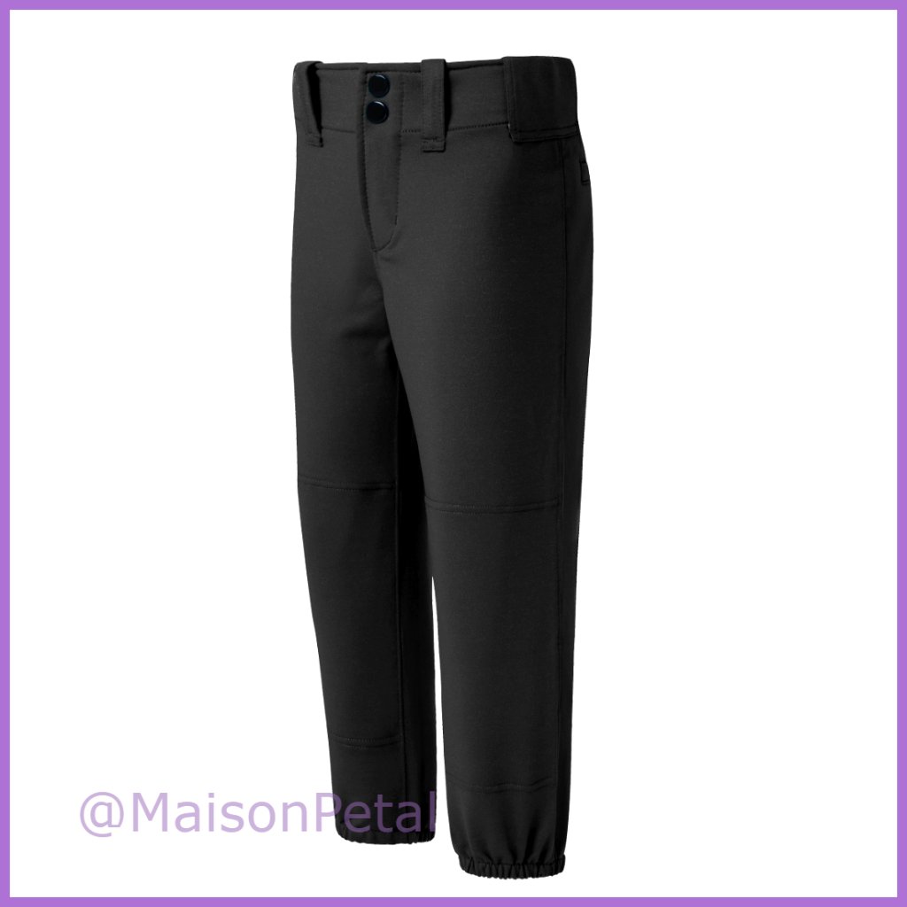 Cotton Blend Softball Pants With Pockets, Belted Low Rise